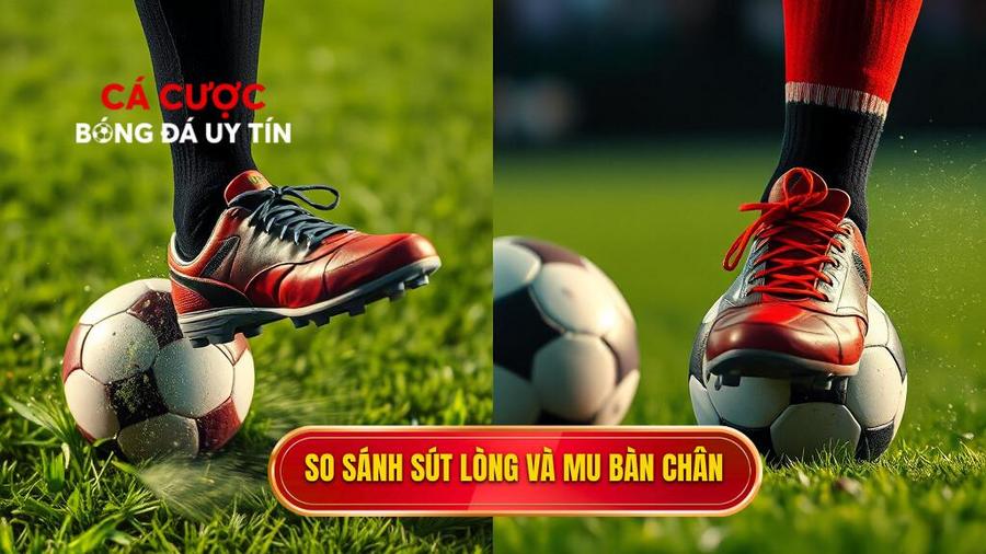 Bảng so sánh giữa sút lòng bàn chân và sút mu bàn chân